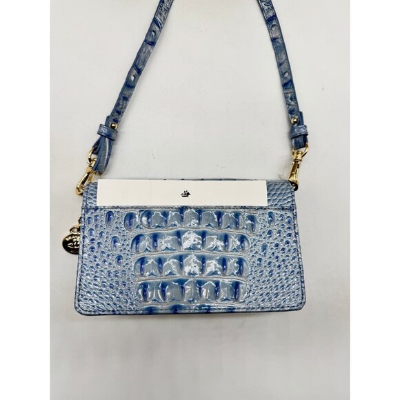 BRAHMIN Minuette croc embossed leather phone crossbody bag wallet BLUE-Defective - Picture 10 of 15